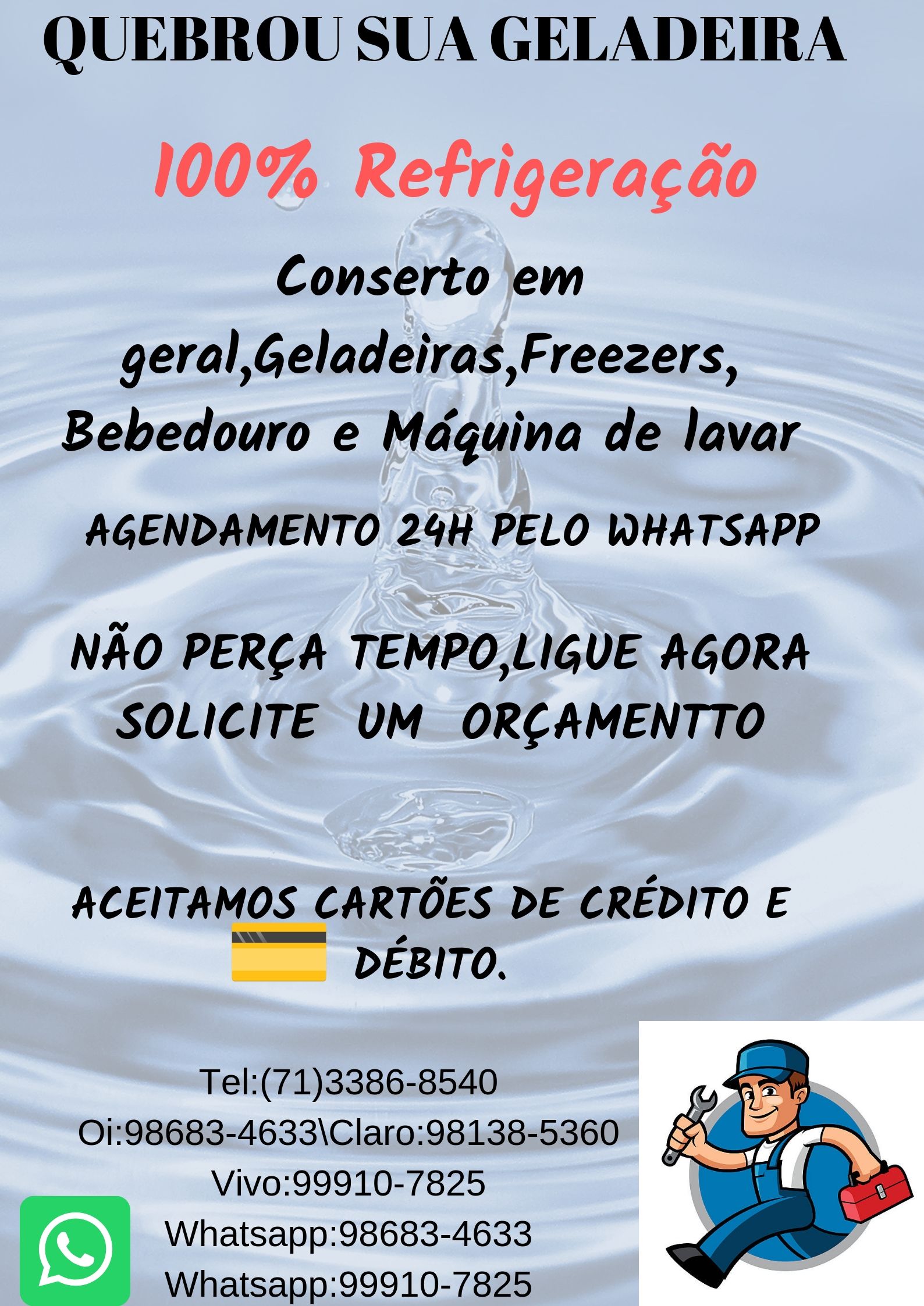 Técnico em refrigeração conserto de geladeira