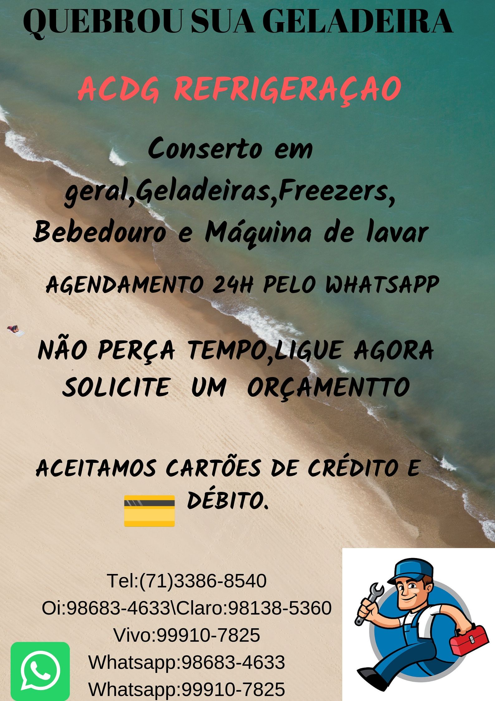 Técnico em refrigeração conserto de geladeira