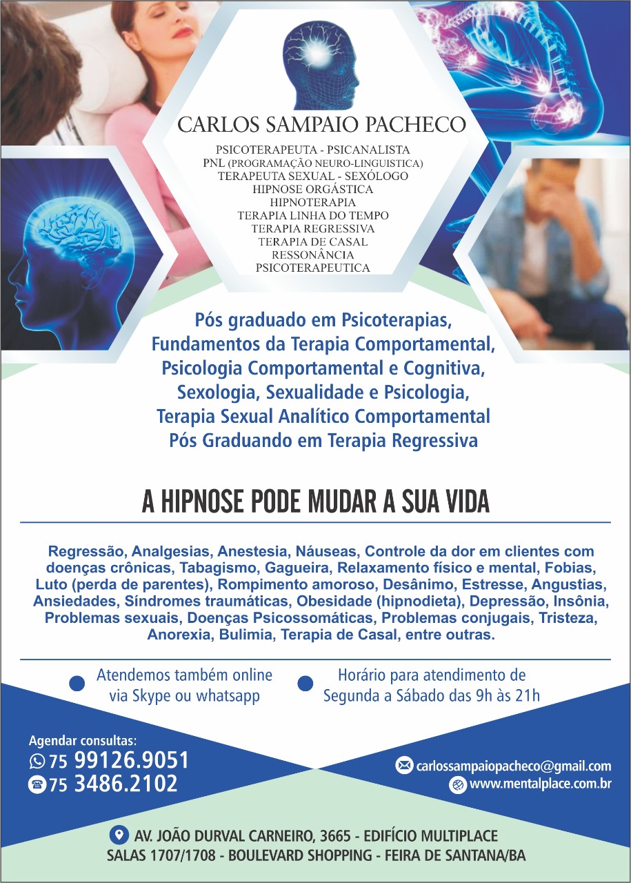 PSICANALISTA FEIRA DE SANTANA 75 991269051 whatsapp
