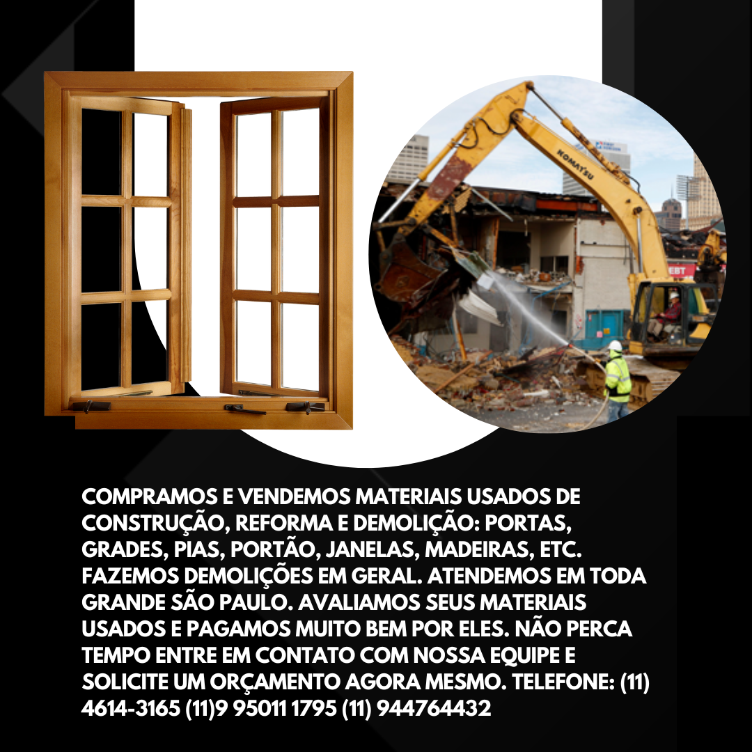 Compra de Material Usado de Demolição em São Paulo