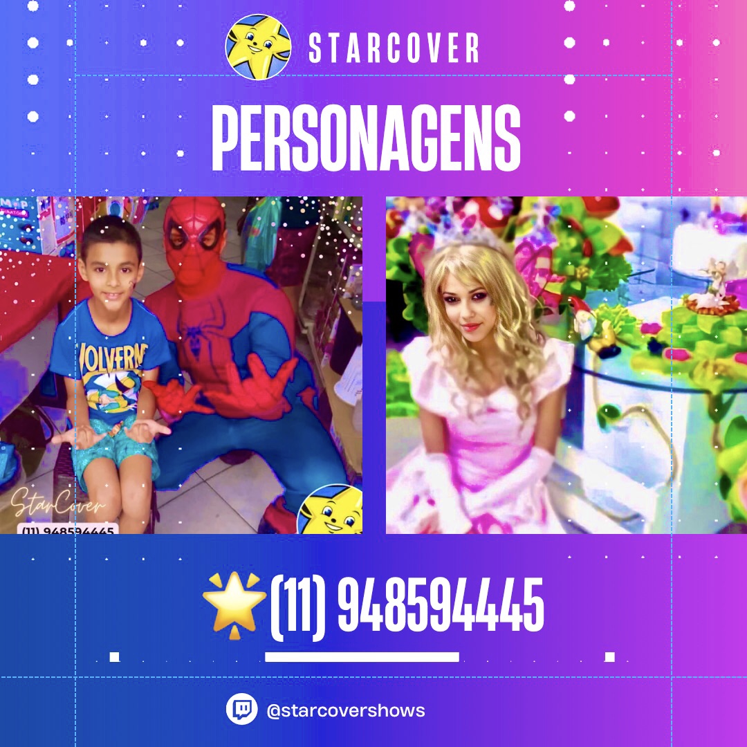 Personagens animados recreadores shows cover super heróis e princesas (11) 948594445